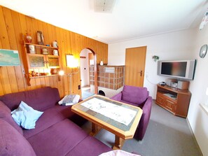 Televisión y chimenea 