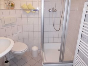 Shower, soap, toilet paper