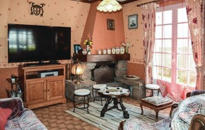 Televisión, chimenea, reproductor de DVD y futbolito 