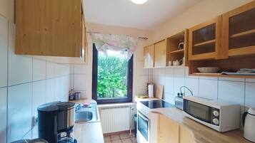 Fridge, microwave, oven, toaster