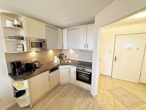 Fridge, microwave, oven, dishwasher