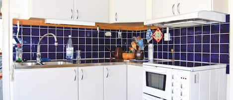 Fridge, stovetop, coffee/tea maker