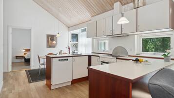 Frigorífico, placa de cocina, lavavajillas y cafetera o tetera