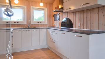 Frigorífico, placa de cocina, lavavajillas y cafetera o tetera