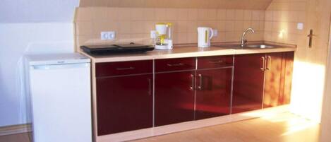 Fridge, microwave, dishwasher, high chair