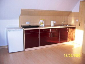 Fridge, microwave, dishwasher, high chair