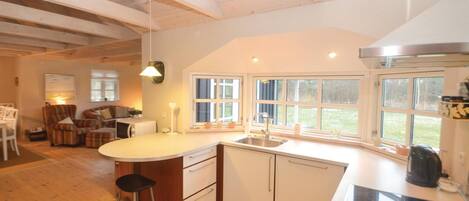 Jääkaappi, liesi, astianpesukone, kahvin-/teenkeitin