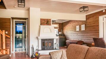 Televisión y chimenea