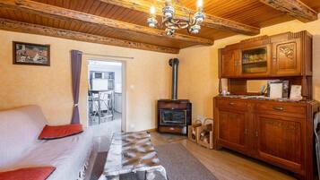 TV, fireplace, table football