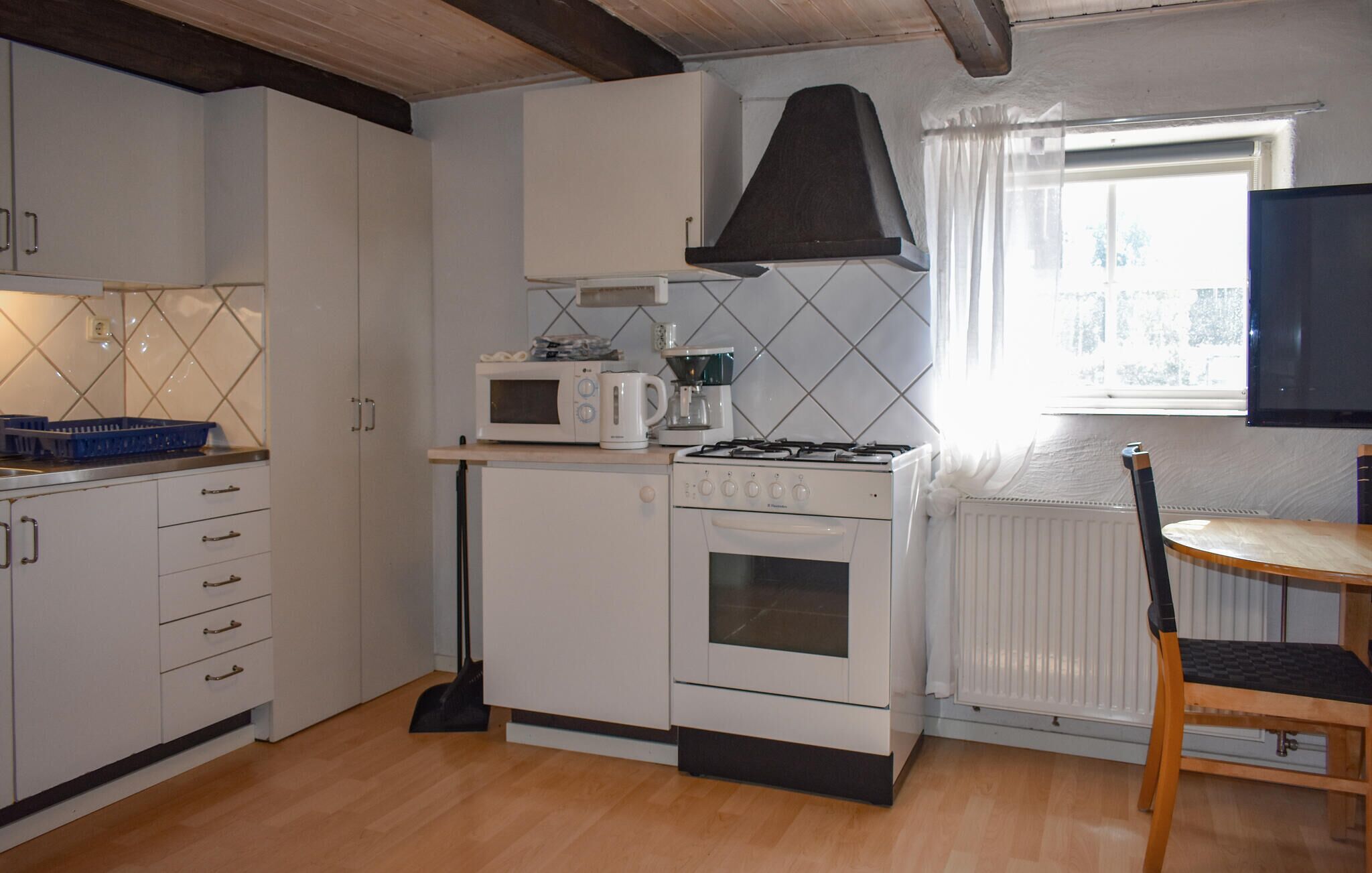 Fridge, stovetop, coffee/tea maker, cookware/dishes/utensils