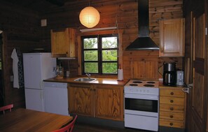 Fridge, stovetop, dishwasher, coffee/tea maker