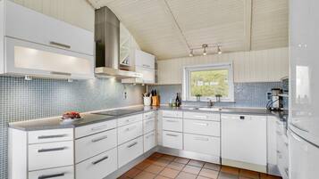 Een koelkast, een kookplaat, een vaatwasser