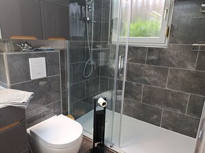 Dusche, Haartrockner, Handtücher