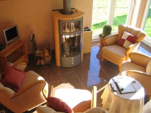 TV, fireplace