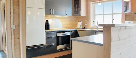 Réfrigérateur, plaque de cuisson, lave-vaisselle, cafetière/bouilloire