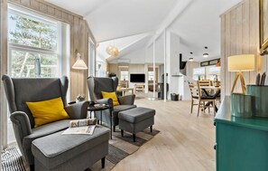 Télévision, cheminée, lecteur de DVD