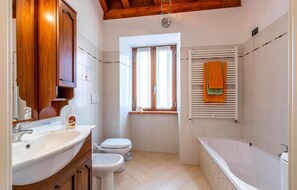 Bathtub, hair dryer