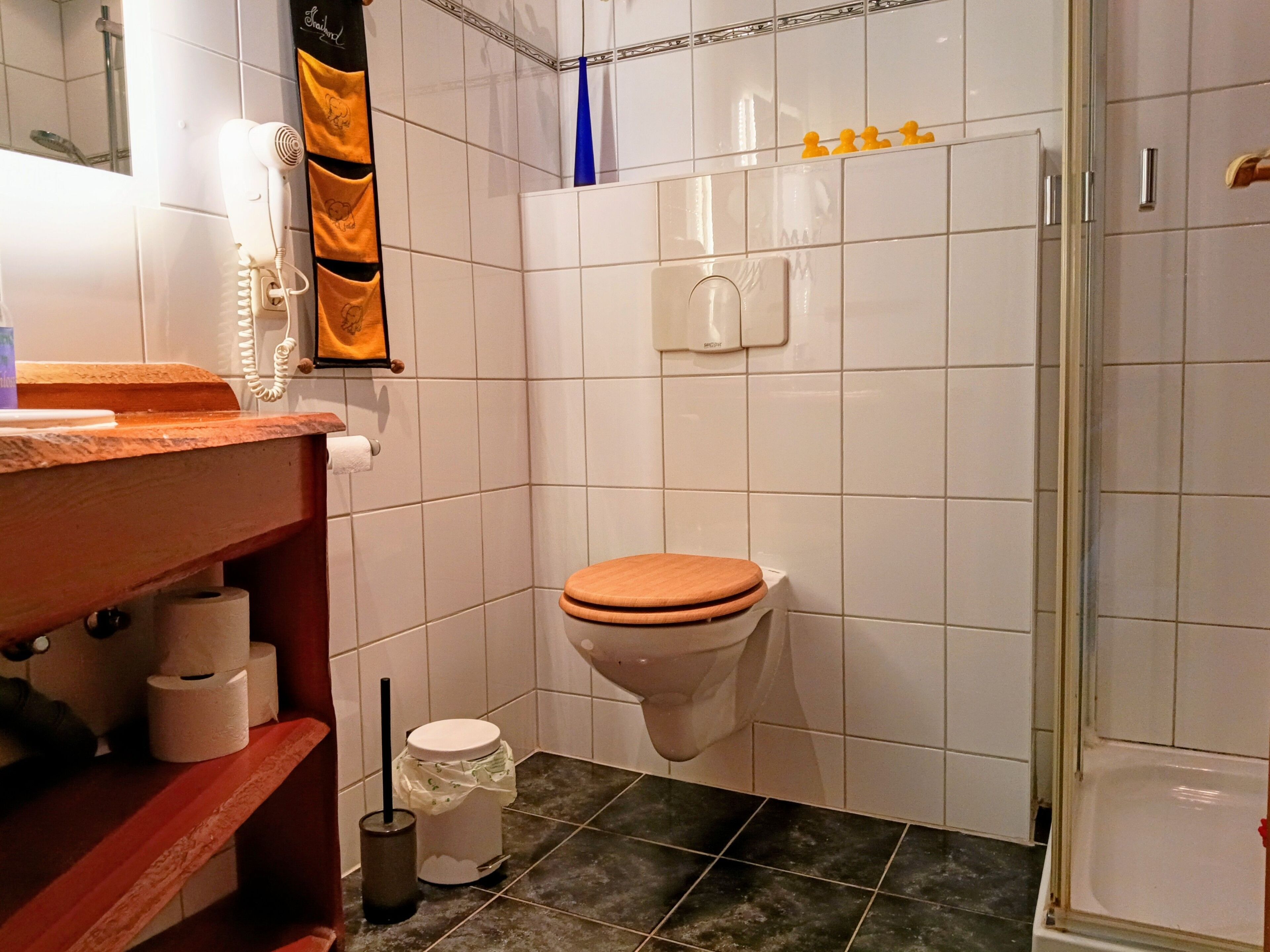 Dusche, Haartrockner, Handtücher