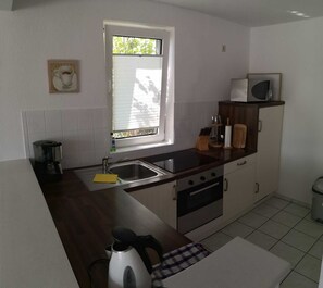 Fridge, microwave, oven
