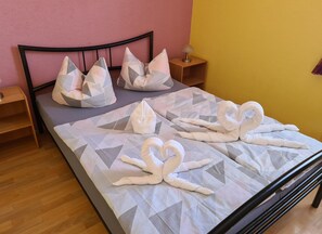 1 bedroom, travel crib, WiFi, bed sheets