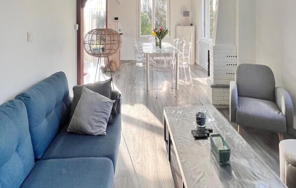 Televisión, chimenea, reproductor de DVD y futbolito 