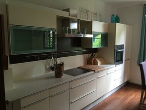 Fridge, oven, dishwasher, coffee/tea maker