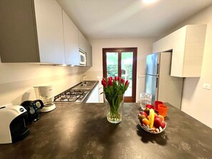 Kühlschrank, Mikrowelle, Herdplatte, Geschirrspüler