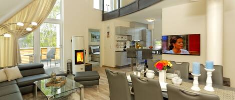 Télévision, cheminée