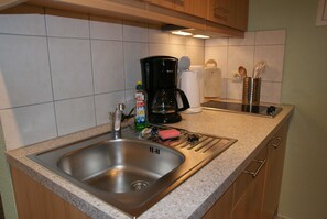 Fridge, microwave, dishwasher, coffee/tea maker