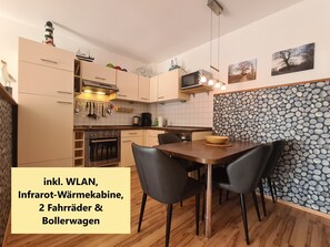 Fridge, microwave, oven, dishwasher
