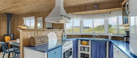 Kjøleskap, kokeplater, oppvaskmaskin og kaffetrakter/tekoker