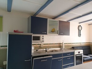 Fridge, microwave, dishwasher