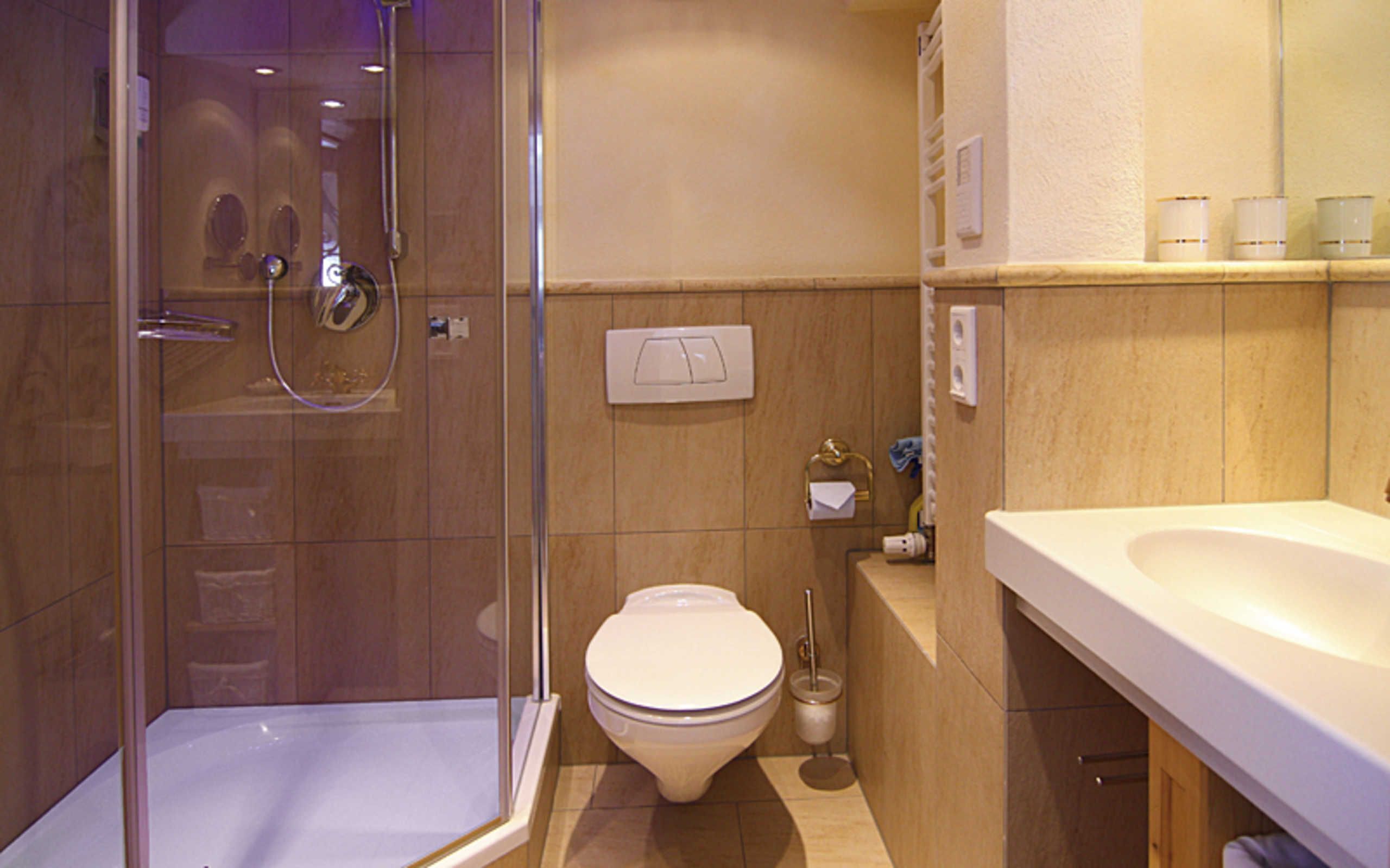 Dusche, Haartrockner, Handtücher