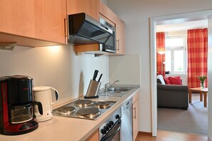 Fridge, microwave, oven, dishwasher