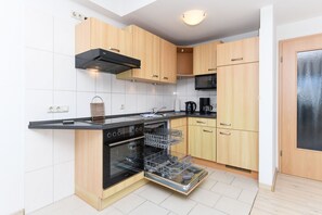 Fridge, microwave, oven, dishwasher