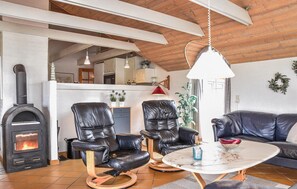 Una televisión, una chimenea, un reproductor de DVD