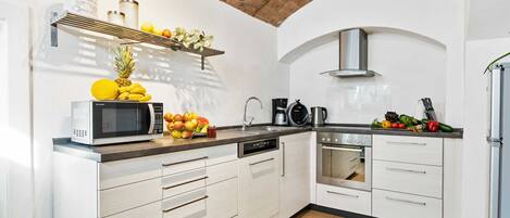 Fridge, microwave, oven, dishwasher