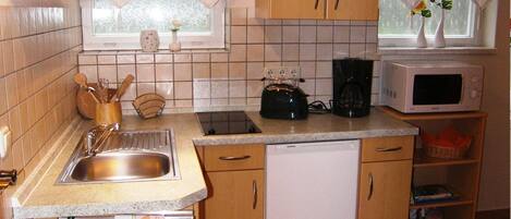 Fridge, microwave, coffee/tea maker, electric kettle