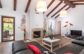 Fernseher, Kamin, Tischfußball, Tischtennisplatte