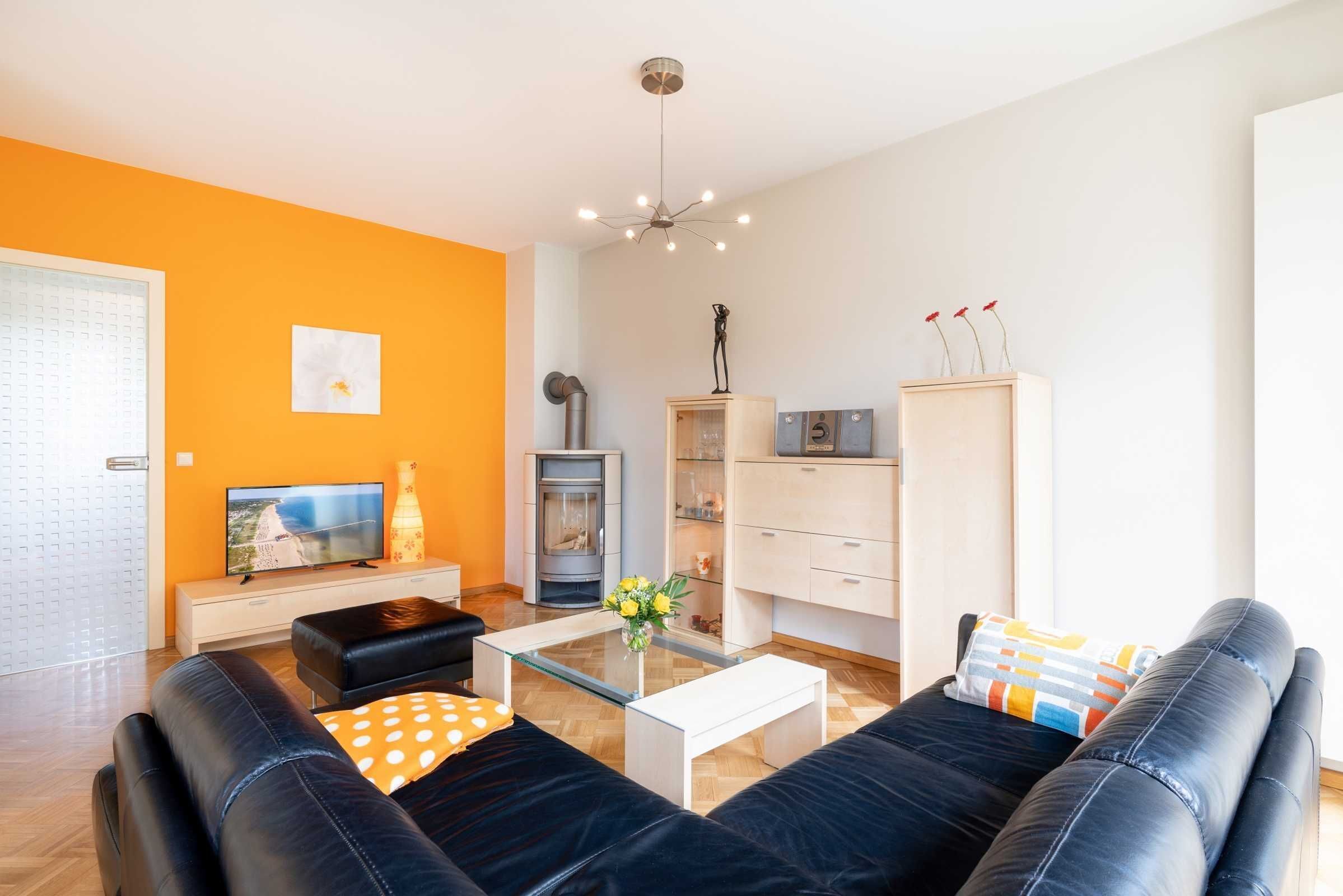 Televisión y chimenea 