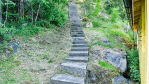A stone staircase leading uphill in a natural setting with greenery around. - 3 bedroom awesome home in Nordre Frogn (Nordre Frogn)