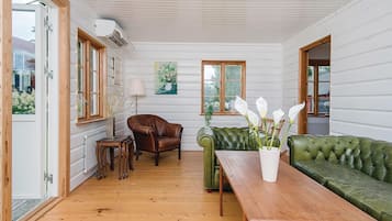 Televisie, een open haard en een dvd-speler