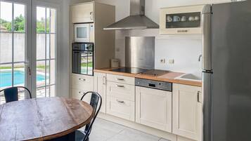 Fridge, microwave, stovetop, dishwasher