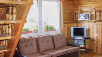 Een televisie en een open haard