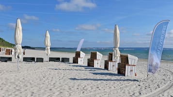 On the beach, fishing