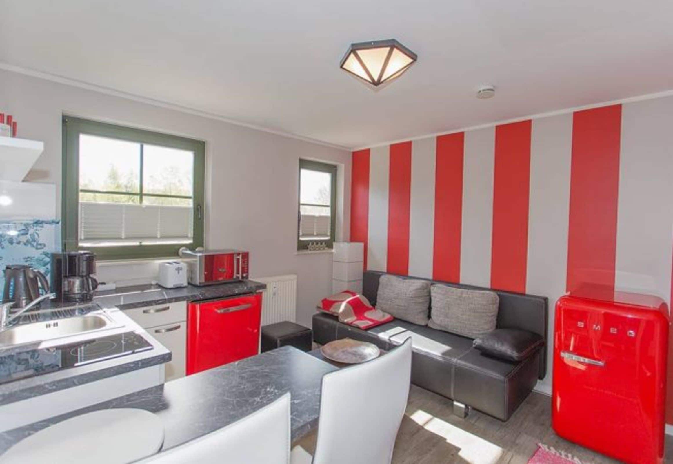 Fridge, microwave, dishwasher, high chair