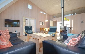 Télévision, cheminée, lecteur de DVD