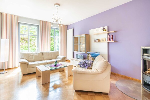 Televisión y chimenea 