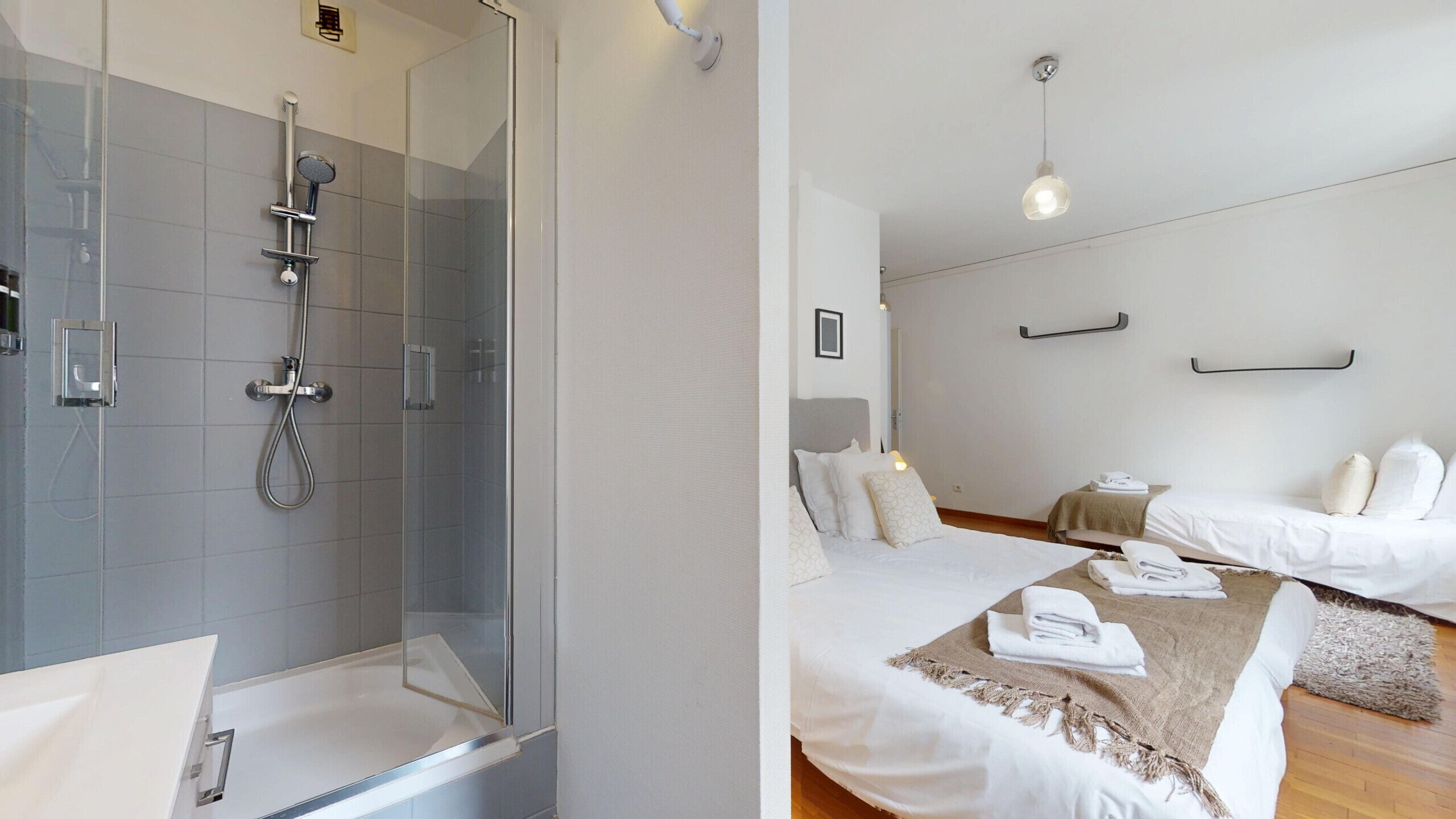 Bathtub, hair dryer, towels, soap