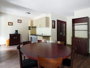 Fridge, microwave, dishwasher, coffee/tea maker